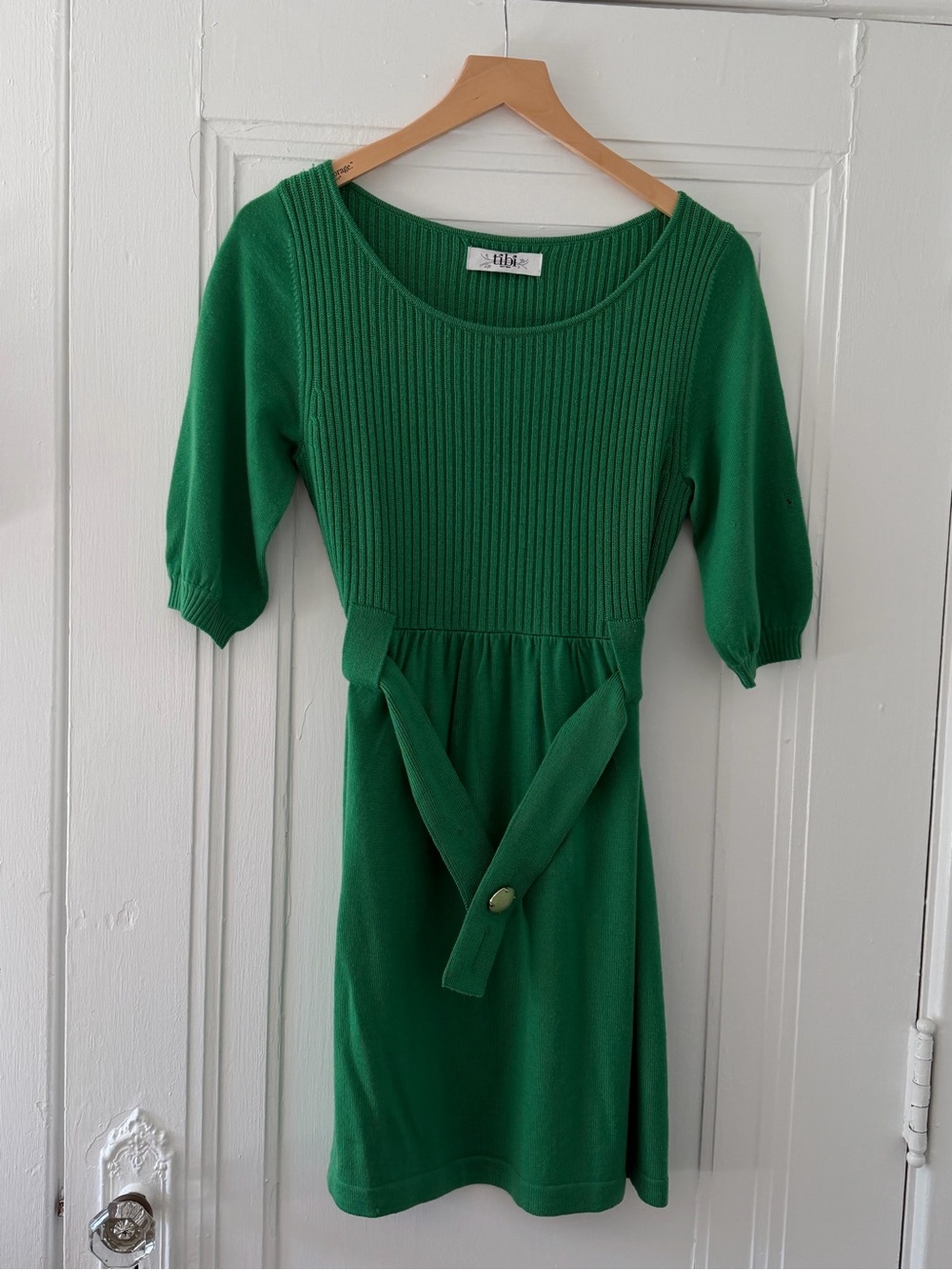 Green Wool Belted Women’s Dress